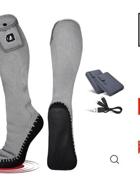 Actionheat Heated Rechargeable Grey Men's House Socks